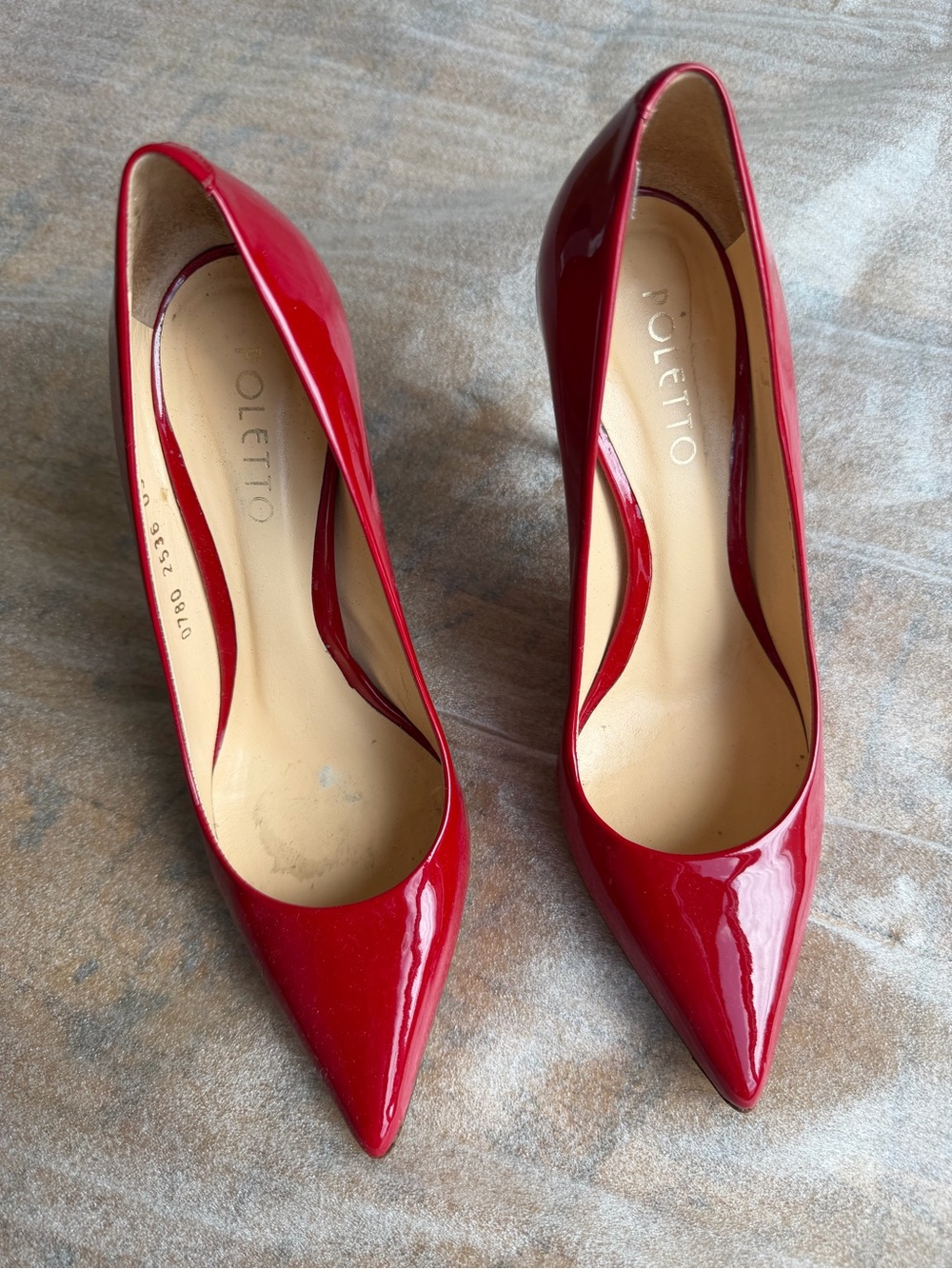Red Patent Pointed-Toe Pumps